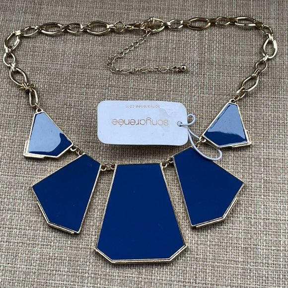 Sonya Reene Women Necklace Blue/Gold Tone Statement Necklace Jewelry New - Picture 3 of 7
